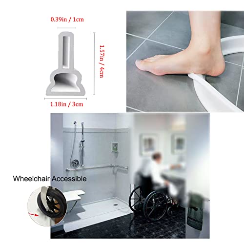 39 Inch Collapsible Shower Water Dam Silicone Shower Threshold Water Stopper Barrier Retention System For Bathroom Kitchen Wet And Dry Separation, Wheelchair Accessible, White (1M / 39In) #TOP1