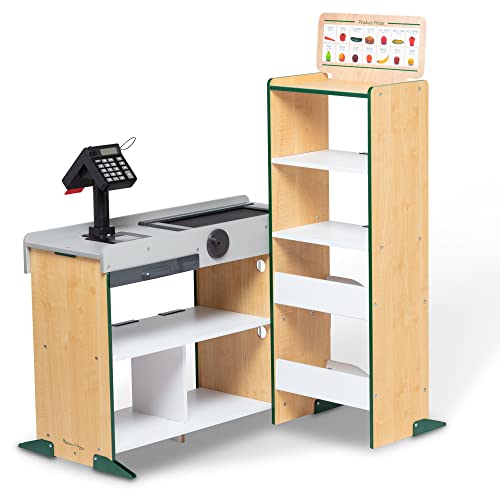 Melissa & Doug Lebensmittelgeschäft Spielset & Spielzeug Kasse mit Scanner & Förderband | Rollenspiel Holzspielzeugladen… – Bild 5