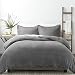 NIERBO Parure de Lit 220x240cm Adulte Housse de Couette avec 2 Taies d'oreiller 65x65cm Gris 120g/㎡ Plus Epais 3 Pièce