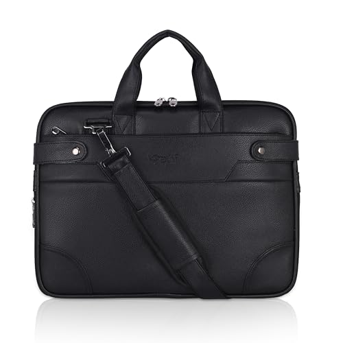 Image of EXIM Office Bag for Man 15.6 inch Vegan Leather Laptop bags Men Use Briefcase Messenger Premium Side Bags -Black