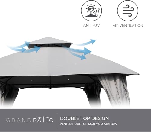 Grand Patio 10x13 Gazebo Replacement Canopy Curved Top Double Soft Canopy for Patio, Deck, Backyard, Garden, Lawns (Curved top,ONLY Top Without Frame) - Thumbnail 5