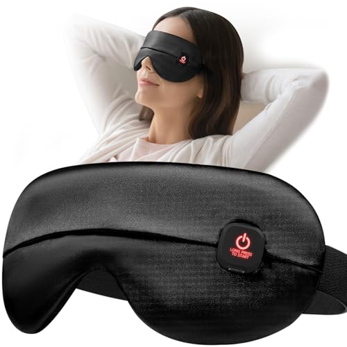 YFONG Cordless Heated Eye Mask for Dry Eyes, Warm Eye Compress for Stye, Blepharitis, Chalazion, MGD, Washable Eye Heating Pad for Relief, Improved Sleep, Perfect Light Blocking (Black)