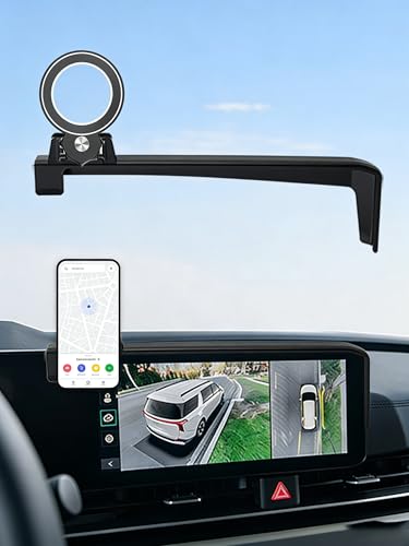 AbeeyGeomarn Car Phone Holder for 2025 2026 KIA Carnival/Carnival EV Accessories Apply to 12.3 Inch Touch Screen Fixed Clip Magnetic Cell Phone Mount Hands-Free 360 Degree Rotation