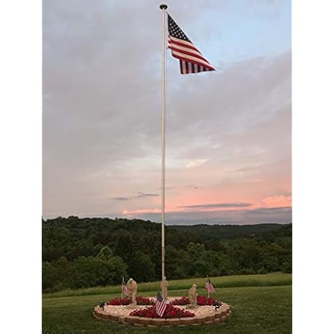 Telepole Manufacturing Inc 7000-T8 Aluminum 28' Sectional Flagpole, 2.4" Tube Diameters with Accessories (Includes 440 LED Solar Light) Cover