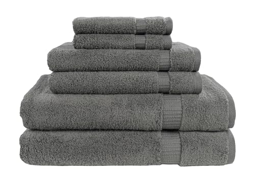 MyPillow My Towel 6 Piece Set - Premium Cotton Soft Absorbent Towels 2 Bath Towels 2 Hand Towels 2 Wash Cloths [6 Piece Set Gray]