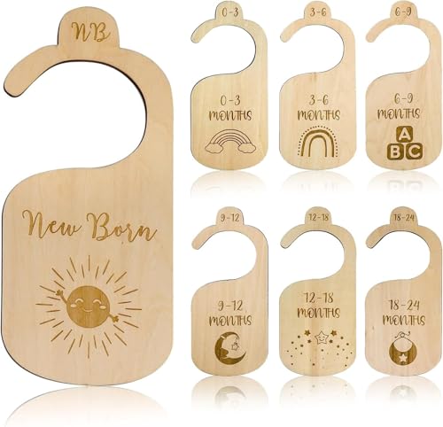 Image of Baby Wardrobe Dividers, 7 PCS Baby Clothes Dividers Wood Double-Sided Organizer from Newborn to 24 Months, Wardrobe Dividers, Wardrobe Dividers for Baby Clothes, Baby Clothes Organiser