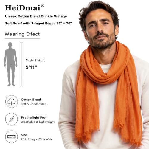 Image of Lightweight Cotton Blend Scarf for Women Men | Large,Breathable,Thin,Soft,Crinkle Scarf,Hijab Head Wrap,NeckScarf,Everyday,Travel Scarf,Summer Dress Scarves Holiday Gift
