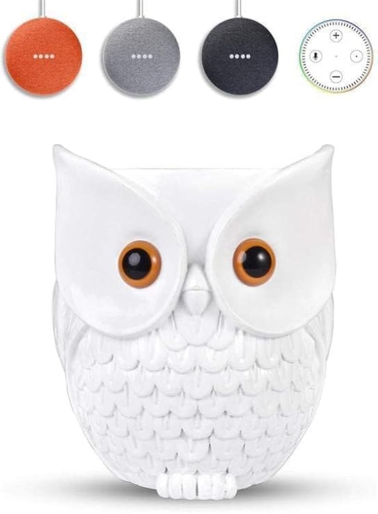 Compatible with Amazon Echo Dot 2nd / 3rd / 4th / 5th / Google Home Mini Owl Holder Desktop Stand Holder Accessories with Integrated Cable Management Speaker Accessories Rack (KS-082)