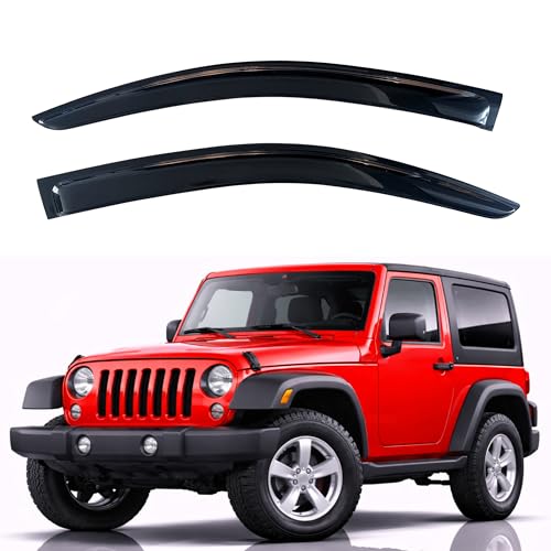 Image of KPY Rain Guards Fit for 2007-2018 Jeep Wrangler JK (2-Door), Out-Channel Window Visors Vent Wind Deflectors 2PC, Car Accessories for 07-18 Wrangler JK (2-Door Only)