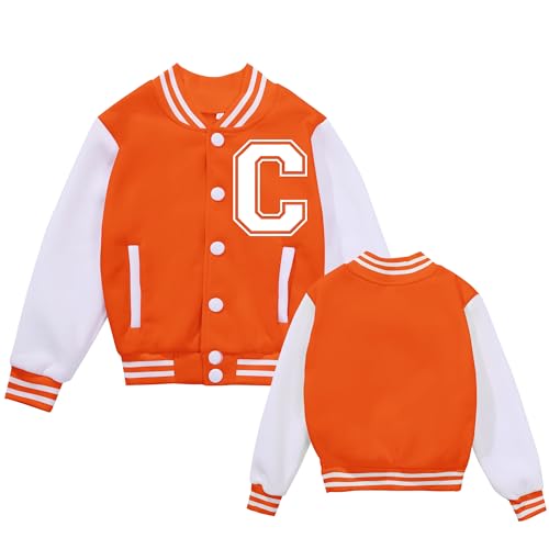 Image of BAICAIYU Kids Baseball Jackets Boys and Girls Varsity Coat Buttons Cardigan Letter Sport Letterman School Jacket