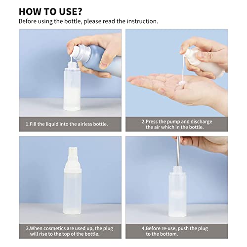 Longway 1.7Oz 50Ml Airless Cosmetic Cream Pump Bottle Travel Size Dispenser Refillable Containers/Foundation Travel Pump Bottle For Shampoo（Pack Of 6, Frosted Translucent） #TOP6