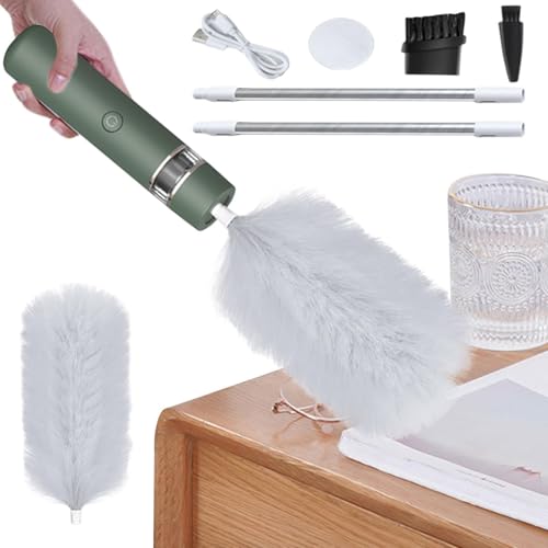 Spin Duster - Collecteur de poussière automatique à 360 ° - Brosse à ressort réglable - Outil de nettoyage motorisé pour bureau, maison, tableau de bord, meubles, bibliothèque