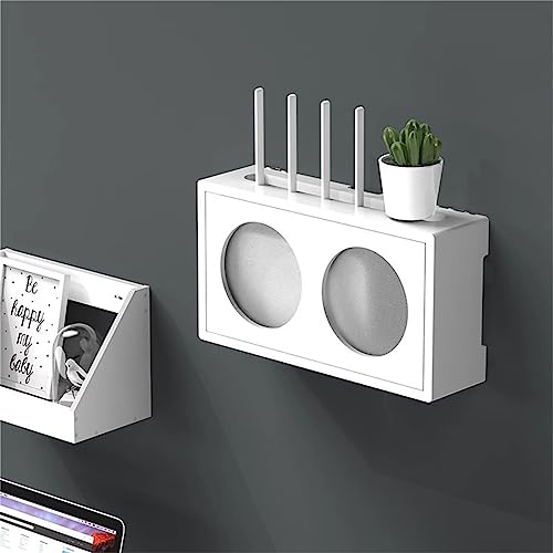 Cache routeur Wi-Fi mural en bois blanc pour cacher les câbles de décodeur TV et box - 2