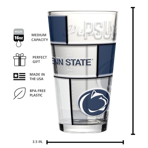 Image of Logo Brands NCAA oz Stained Glass Pint Glass - 3D Embossed Logo & Bold Team Colors - Durable Sports Fan Beer Glass for Home, Bar & Tailgates
