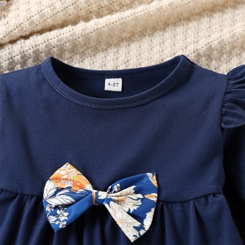 Image of Axumity Kid Girl Clothes Ruffle Sleeve Top Floral Allover Pants 3-9 Years Fall Outfit Set