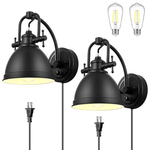 Lámpara de pared E27 ajustable con enchufe interruptor y aplique vintage para interior 4
