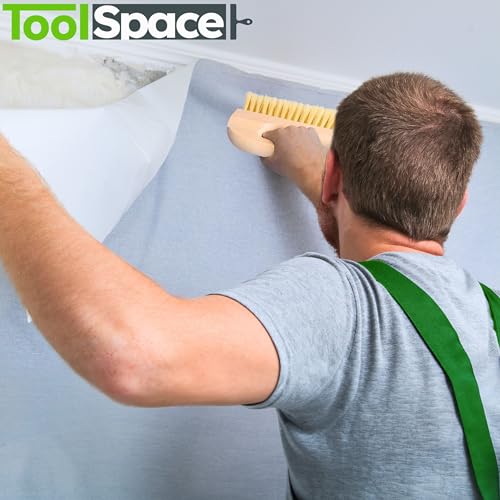 ToolSpace Tapezierbürste Vliestapete Tapeten Bürste Rauhfaser Tapezierwischer 33 cm SUPER BREIT Ergonomisch Holzgriff Tapezierbesen Tapezierwerkzeug Kleisterbürste Profi oder DIY Pressen und Glätten