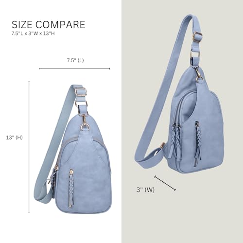 JEN & CO. Nikki Crossbody Sling Bag for Women Vegan Leather Fanny Pack Purse Trendy Chest Bag for Travel3