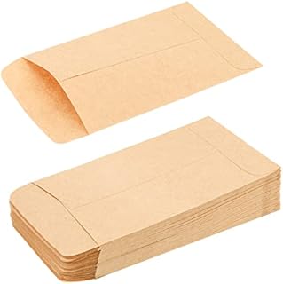 Opopark 100 Pieces Small Coin Envelopes Brown Envelopes Kraft Paper Envelops Seed Envelopes Mini Parts Envelopes for Coin Jewelry Seed Candy Notes Bead 10x 6cm
