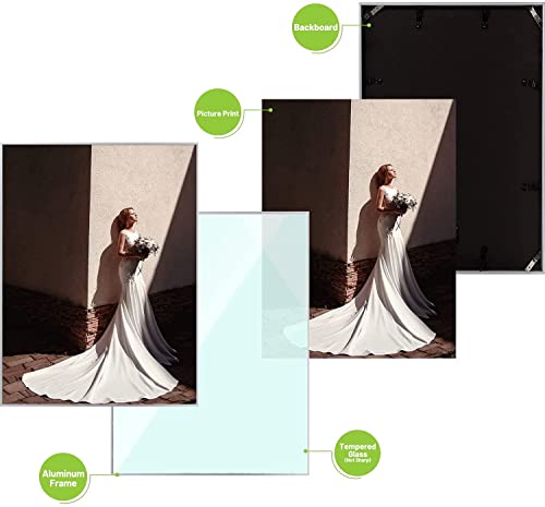 Golden State Art, 18X24 Metal Poster Puzzle Frame With Real Glass Front, Aluminum Photo Frame Without Mat, Wall Hanging Picture Frame For Vertically Or Horizontally (Silver, 1-Pack) #TOP5