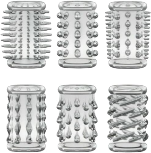 Silicone Penis Sleeve, 6PCS Reusable Enlargement Cock Sleeve Penis Enlargement Silicone Sleeves Penis Sleeve Sex Toys for Adult Sex Toys