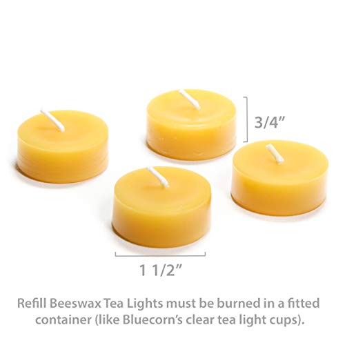 Bluecorn Beeswax 100% Pure Beeswax Tea Light Refills (No Cup) (Raw, 24 Case) #TOP1