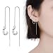Tassel Earrings Silver Wave Cuff Earrings Wrap for Women Threader Earrings (Grid)