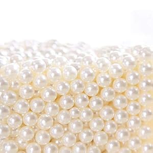 Image of Makeup Beads for Brushes, Art Faux Pearls, HBlife 1100-Piece Round Pearl Beads to Hold Makeup Brush, Lipstick, Mascara, Eyeliner, 8mm (Beige)