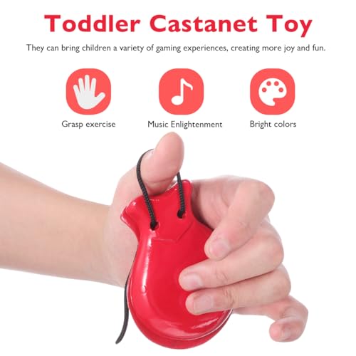 Vaguelly 2pairs Wooden Finger Castanets for Boy Girl Wood Percussion Instruments Smooth Surface for Comfort Loud Sound for Early Education and Music Engagement - Thumbnail 4