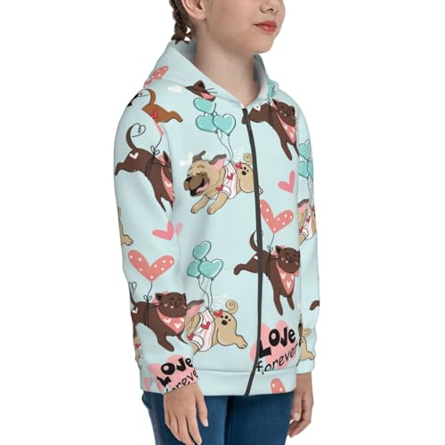 Cute Pug Dogs Kids Pullover Hoodies Boys Zip Up Sweatshirts Girls Athletic Clothes with Pocket4