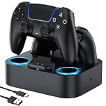 LVFAN PS5 Controller Charger Station, Fast Charging Dock with Safety Chip Protection and LED Indicator, Dual Controller Charging Station for Playstation 5 Controller (Black)