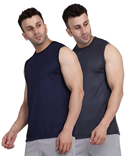 Image of Men's Regular Fit Sleeveless T-Shirt (Pack of 2)
