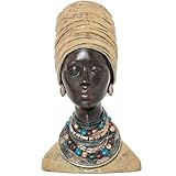Figur Einer afrikanischen Büste aus Harz in Gold und Schwarz, 29 x 23 x 48 cm