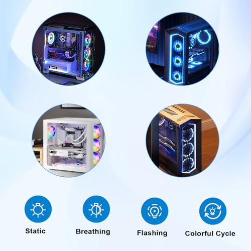 2-en-1 ARGB PWM Fan Hub con controlador，AYWHP RGB Case Fan Hub con 9 conectores PWM de 4 pines y puertos ARGB de 5 V de 3 pines（blanco） - imagen 6