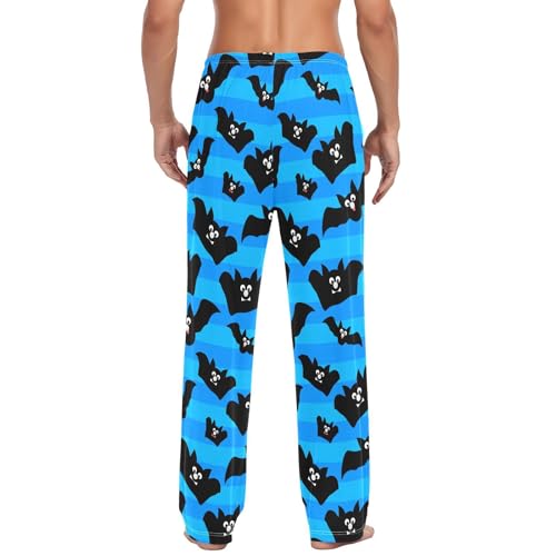 Bat Pattern Men's Cotton Pajama Pants with Pockets and Drawstring Comfortable and Stylish,S3