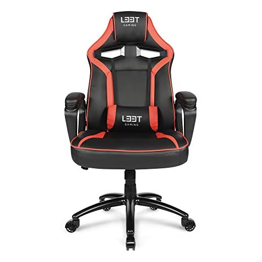 L33T spelstol HQ kontorsstol ergonomisk chefstol E-sport PC-stol med nack-, och ländryggskudde, PU-läderöverdrag, högt ryggstöd, justerbar skrivbordsstol E-sport spelstol