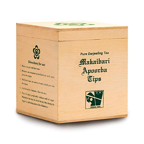 Image of Makaibari Apoorba Tips Organic Darjeeling Tippy Whole Leaf Black Tea Chestlet | 250 Grams | USDA Organic Certified | 100% Authentic Premium Long Leaf | 125 Cups