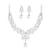 EVER FAITH Flower White Simulated Pearl Wedding Jewelry Set Clear Austrian Crystal - Silver-Tone