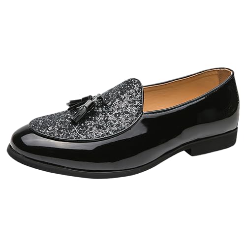 Mocasines planos de hombre ANUFER: zapatos de vestir clásicos tipo slip-on con borlas elegantes.