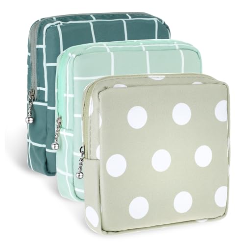 Jeffdad 3 bolsas de almacenamiento de servilletas sanitarias, bolsas de almohadillas menstruales reutilizables portátiles para mujer, bolsas de tampón para productos femeninos, bolsa para kit de