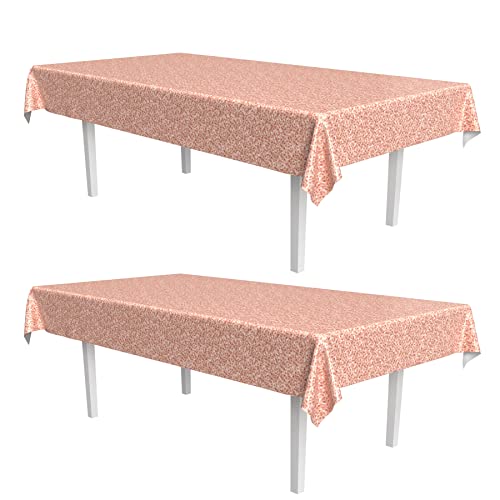 Beistle 2 Piece Rose Gold Printed Sequined Rectangle Table Covers Disposable Party Tablecloth for Wedding Anniversary Birthday Decorations
