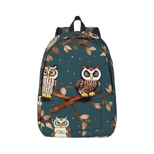 YQxwJL Zaino per laptop in tela con stampa di molti zombie, borsa da viaggio casual all'aperto, zaino da diario, zaino da libro per uomini e donne, Gufi sui rami degli alberi, M