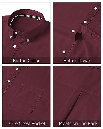 Image of J.VER Men's Oxford Shirt Solid Casual Button Down Collar Shirts Long Sleeve Dress Shirts with Pocket