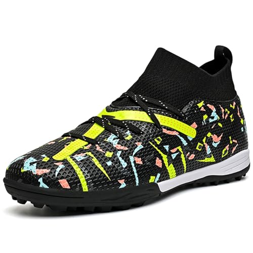 BAODLE Botas de fútbol para niños FG/AG para hombre, TF, profesionales, ligeras, para césped artificial, Tf Negro Verde, 46 EU
