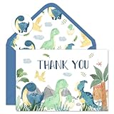 Whaline 50 Pack Dinosaur Thank You Cards Boxed Watercolor Greeting Cards with Envelopes Stickers Blank Note Cards for Birthday Baby Shower Party Supplies, 4 x 6 Inch
