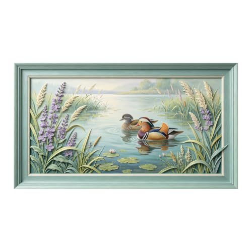 Décoration murale encadrée 3D canards mandarins grand format autocollant amovible salon