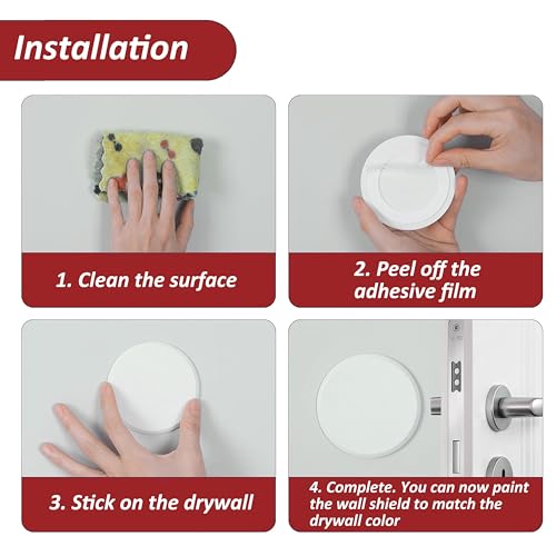 Wideskall® White Round Door Knob Wall Shield Self Adhesive Protector (5\" inch Large Size, 10, Count)