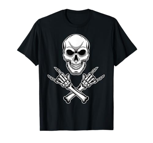 Punk Rock Skeleton Heavy Metal Rock And Roll Músico Camiseta