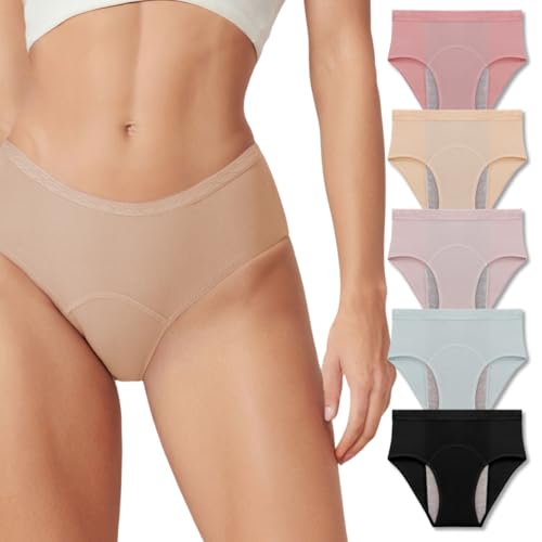 Everdries Washable & Reusable Incontinence Underwear for Women Over 60 - Leakproof, Discreet, Absorbent, Machine-Washable Panties (Hipster, 3XL, Pack of 5)