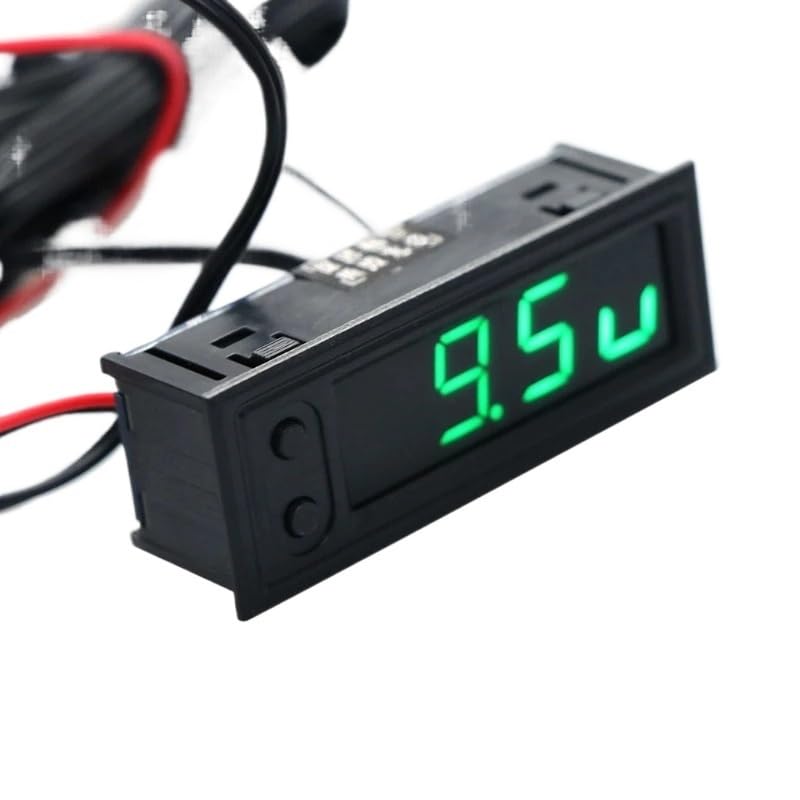 DIY Multifunction High-Precision Clock Inside and Outside Car Temperature Battery Voltage Monitor Panel Meter DC 12v(Green)